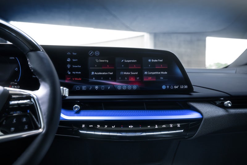 The 2026 OPTIQ-V Display Screen Displaying the V-Mode Settings | Bachman-Bernard Cadillac in GREENEVILLE TN